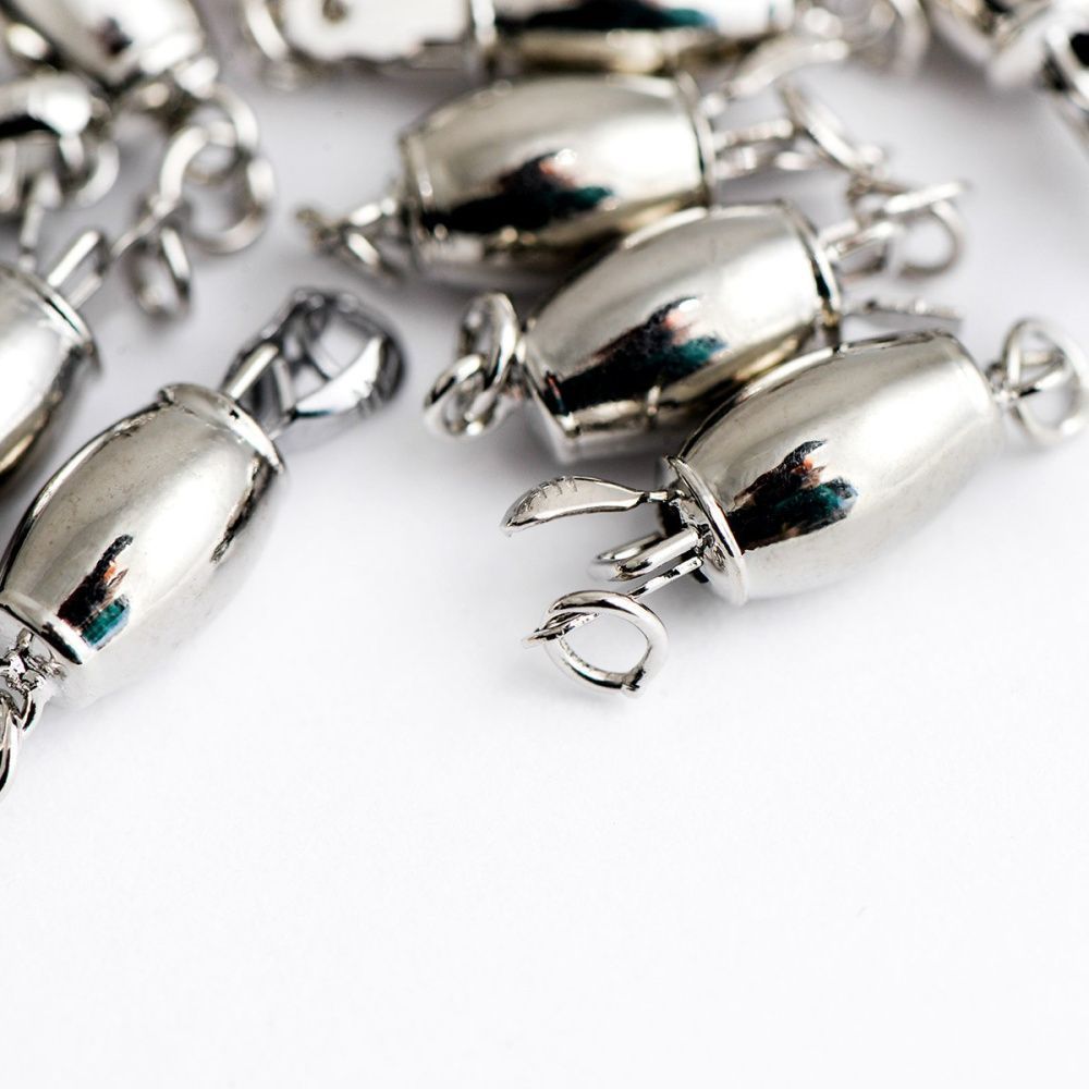 замок для украшений "буллет", цвет платина, 16x6 мм