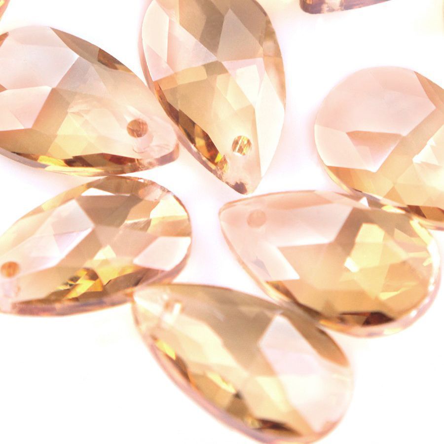 подвеска стеклянная "капля", граненая, цвет корицы, 22х13 мм