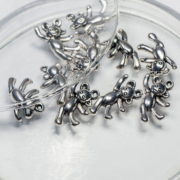 подвеска металлическая "мишутка", цвет античное серебро, 19x11x4.5 мм