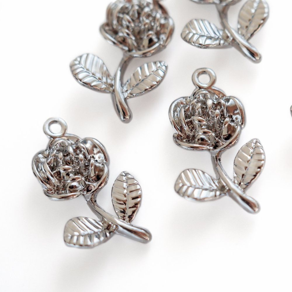 подвеска металлическая "розочка", цвет платина, 21x15 мм