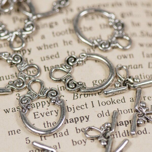 Замочки тоггл "венеция", цвет античное серебро, 20x14 мм