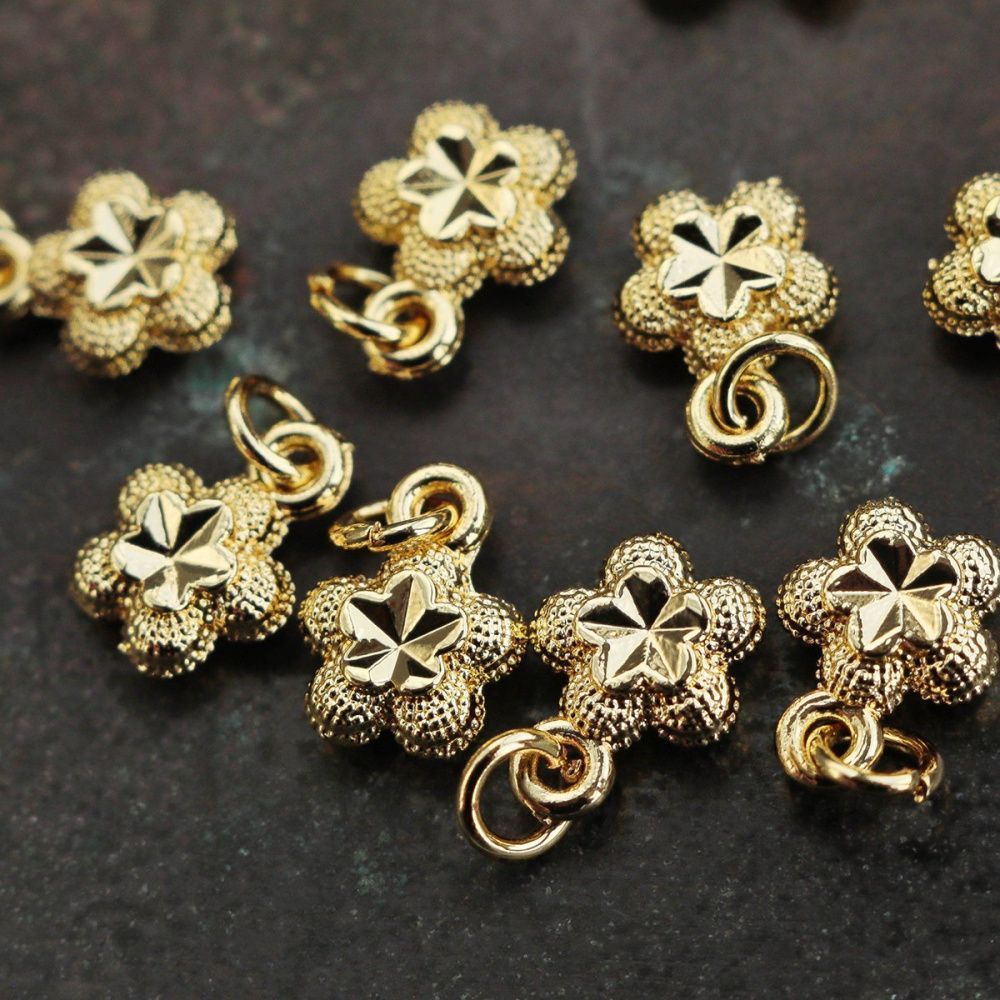 подвеска металлическая "флори", цвет золото, 9.5x7x3 мм