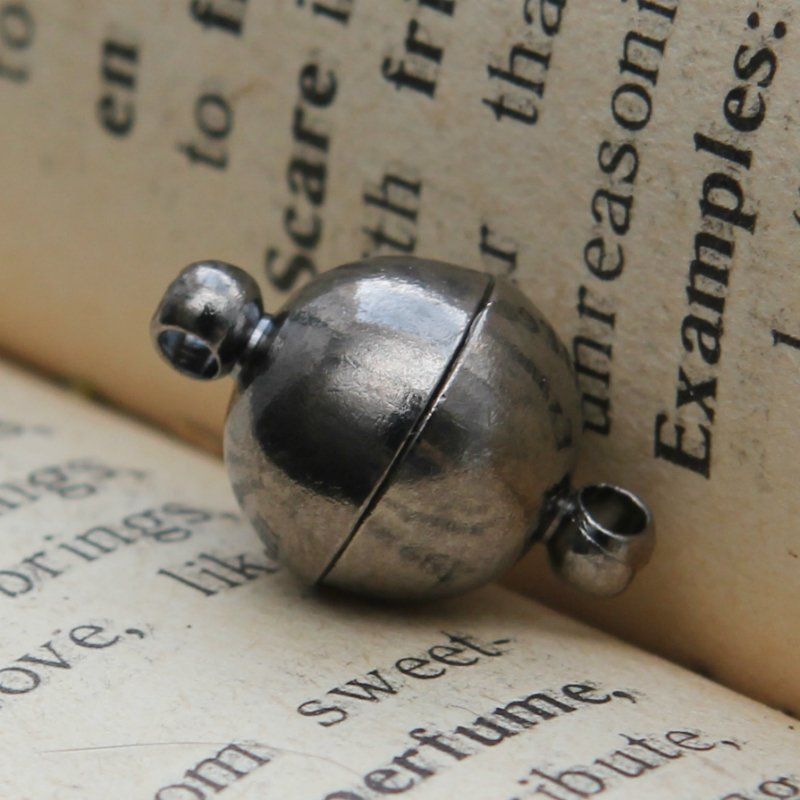 Замочки застежка магнитная "шарик", цвет черный, 16х10 мм