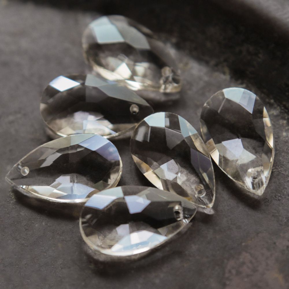 подвеска стеклянная "капля", граненая, цвет шампанского, 22х13 мм