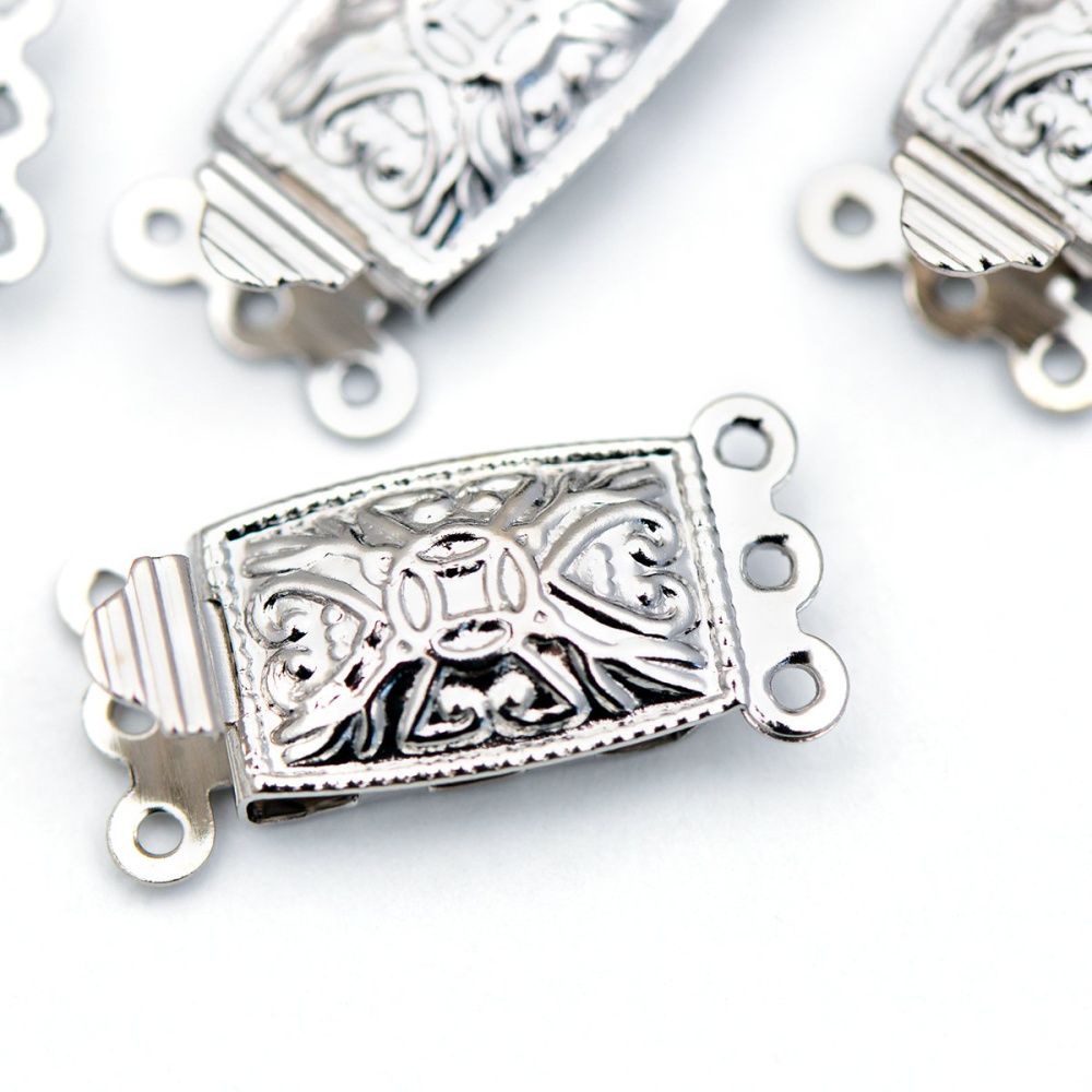 замочек мульти-стренд, цвет платина, 21x10x5 мм