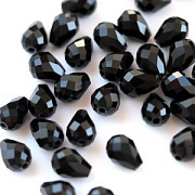 Бусина "Капля", граненая, стекло, цвет черный, 8х6 мм 
