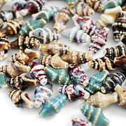 Бусина, керамика "Антик", ракушка. цветовой микс, 20x10.5x10 мм 