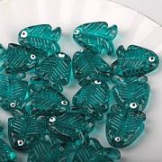 Бусина, Лэмпворк "Скалярия", стекло, цвет сине-зелёный, 21.5x18x7 мм