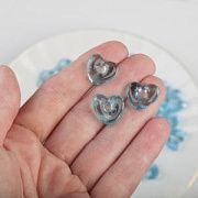 Бусина, Лэмпворк "Сердце-софт", стекло, цвет голубой прозрачный, 13.5-14x15x4.5-5 мм