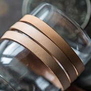 Шнур кожаный, плоский, цвет бежевый, 10х2 мм