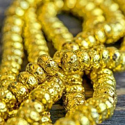 Бусина лава натуральная 8.5, абакус, цвет золотой металлик, 8.5х5 мм