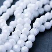 Бусина, непрозрачная, граненая, стекло, цвет белый перламутровый, 8 мм