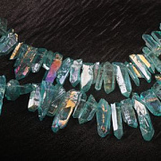 Бусина кварц, багет, цвет голубой радужный, размерный микс (уп. 20 г)