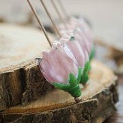 Бусина, Мурано "Колокольчик", фигурная, розовый, 17х14 мм