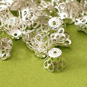 Колпачок для бусин "Стаканчик", цвет серебро, 6х5 мм  (уп 20 шт)