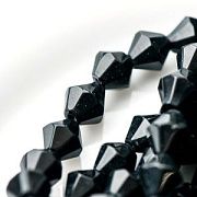 Бусина, стекло биконус 6, цвет черный, 6 мм