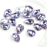 Кабошон стекло Кристалл, каплевидный, цвет Tanzanite, 14х10 мм