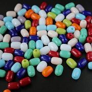 Бусина, Лэмпворк "Бочонок", стекло, цветовой микс, 9-10x6-7 мм