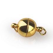 Застежка магнитная "Шарик", с колечками,  позолота, 15.5x10 мм