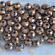 Бусина, стекло абакус 6, граненая, цвет медный зеркальный, 6х5 мм