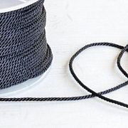 Шнур витой из нейлона, цвет черный, 1.5 мм