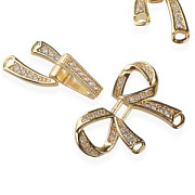 Замок для украшений "Бант", позолота/циркон, 27x25x5 мм
