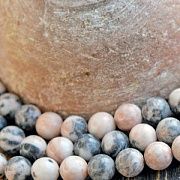 Бусина яшма Зебра розовая 10, цвет черный/розовый, колориров., 10 мм (стренд 10 шт.)