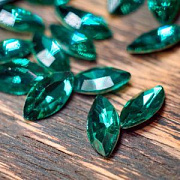 Кабошон стекло Кристалл, Navette, цвет Blue Zircon, 12х6 мм