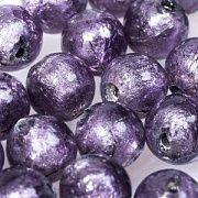 Бусина, стекло с фольгой, цвет сливовый, 10 мм