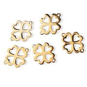 Коннектор "Клевер", 201 Stainless Steel, цвет золото, 21.5x16.5x1 мм 