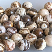 Бусина яшма, цвет песочно-коричневый, колорир., 10 мм (стренд 6 шт.)