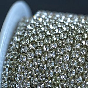 Цепочка "Стар", со стразами Cristal, цвет серебро 2, 3 мм, стразовая лента