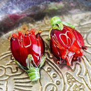 Бусина, Мурано "Колокольчик", фигурная, красный, 17х14 мм