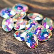 Кабошон стекло Кристалл, овальный, цвет Cristal AB, 18х13 мм