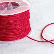 Шнур витой из нейлона, цвет красный, 1.5 мм