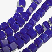 Бусина, Лэмпворк "Кубик", стекло, цвет темно-синий, 6x6x5.5 мм