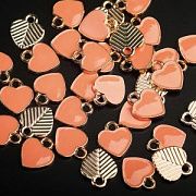 Подвеска металл "Сердечко", эмаль, цвет коралловый, 12x10x2 мм