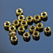 Бусина-разделитель, металл "Рондель", позолота 18K, 5x3 мм