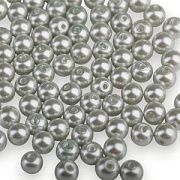 Бусина, имитация жемчуга, стекло 4, цвет серебристая дымка, 4 мм (уп 50+/-5 шт)