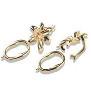 Замок для украшений "Лилия", позолота/циркон, 35.5x18.5 мм