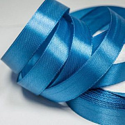 Лента, атлас цвет синий, ширина 15 мм