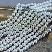Бусина лава натуральная 4, цвет серебряный металлик, 4 мм