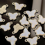 Коннектор "Бабочка", ракушка/позолота, 10x18x2.5 мм