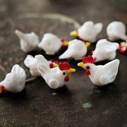 Бусина, Лэмпворк "Петушок", стекло, цвет белый, 16-17x20-22.5x11-12 мм