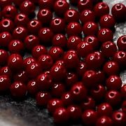 Бусина, стекло 4, цвет брусничный, 4 мм (уп 50+/-5 шт)