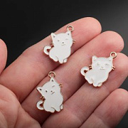 Подвеска металл "Мур-мур", эмаль, цвет белый, 22x16x1 мм