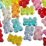 Бусина, акрил, "Медвежата-джелли",  мармеладные мишки,  прозрачный микс, 16x10.5x7 мм