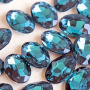 Кабошон стекло Кристалл, овальный, цвет Capri Blue, 18х13 мм