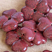 Бусина, керамика "Клевер", цвет красный, 28x28x7 мм