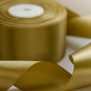 Лента, атлас, цвет старое золото, ширина 50 мм
